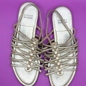 Stuart Weitzman Women's Gold Strappy Sandals